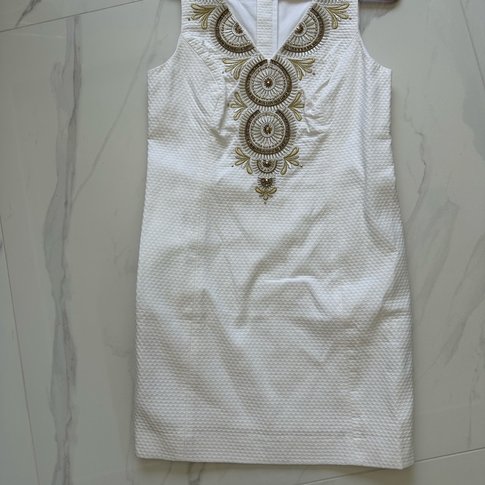 Lilly Pulitzer White Dress with Gold Detailing